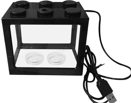 Usb Mini Aquarium Met Led Lamp Licht Home Office Desktop Decoratie zwart