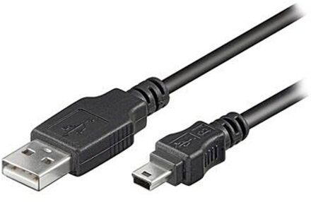USB Mini B naar USB-A kabel - USB2.0 - tot 1A / zwart - 5 meter