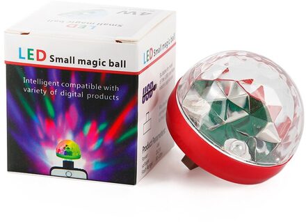 Usb Mini Disco Podium Verlichting Led Xmas Party Dj Karaoke Auto Decor Lamp Mobiel Muziek Crystal Magic Ball Kleurrijke licht USB rood