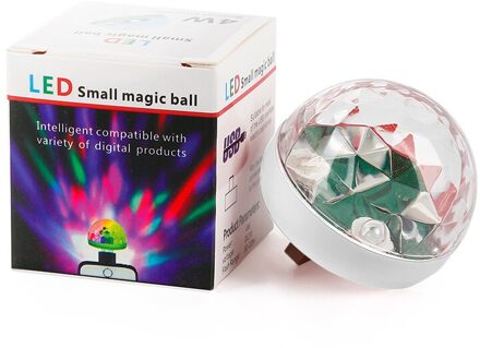 Usb Mini Disco Podium Verlichting Led Xmas Party Dj Karaoke Auto Decor Lamp Mobiel Muziek Crystal Magic Ball Kleurrijke licht USB wit