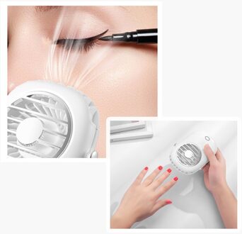 Usb Mini Draagbare Ventilator Met Riem Opknoping Nek/Desktop/Handheld Fan 3-Wind Snelheid 30dB Low Noise type-C Fans Met Stand wit