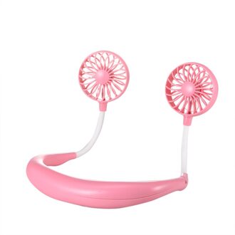 Usb Mini Fan Hals Fan Oplaadbare Kleine Draagbare Sport Ventilator Licht Usb Desk Hand Airconditioner Koeler roze