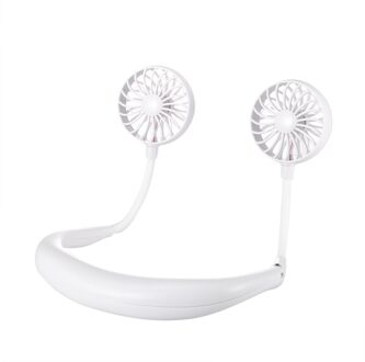 Usb Mini Fan Hals Fan Oplaadbare Kleine Draagbare Sport Ventilator Licht Usb Desk Hand Airconditioner Koeler wit