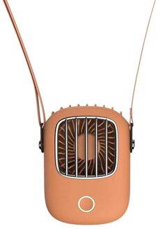 Usb Mini Handheld Cooling Opknoping Hals Kleine Ventilator Luie Sport Draagbare Ventilator Oranje