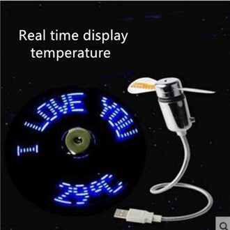 USB Mini Klok LED Licht USB Fan Tijd Klok Verstelbare Desktop Klok Draagbare Flexibele Cool Gadget Tijd Display Temperature