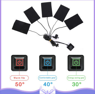 USB Opgeladen 5 Pads Kleding Verwarming Pad 5V Carbon Fiber Heater Elektrische Verwarming Vel Winter Warmer Pad Vest Jas waterdicht