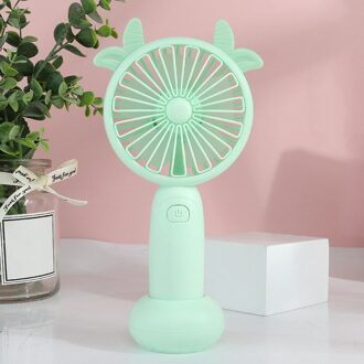 Usb Opgeladen Fans Mini Desktop Handheld Verstelbare 2 Speed Fawn Cartoon Elektrische Ventilator Met Licht Quiet Reizen Outdoor Cooling Fans groen