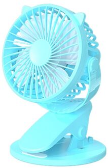 Usb Oplaadbare Clip Desktop/Tafel Fan Mini Draagbare Klem Ventilator 360 Graden Roterende Ventilator Met Lucht cooler Fan blauw