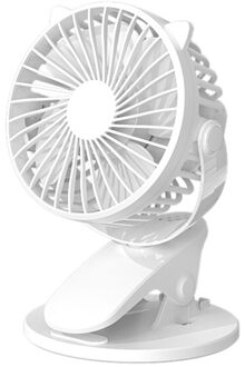 Usb Oplaadbare Clip Desktop/Tafel Fan Mini Draagbare Klem Ventilator 360 Graden Roterende Ventilator Met Lucht cooler Fan wit