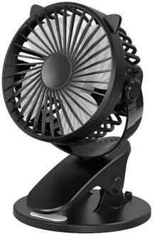 Usb Oplaadbare Clip Desktop/Tafel Fan Mini Draagbare Klem Ventilator 360 Graden Roterende Ventilator Met Lucht cooler Fan zwart