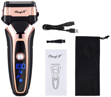 Usb Oplaadbare Elektrische Scheerapparaat Rvs Scheren Machine Mannen 3D Triple Drijvende Scheermes Scheerapparaat Barbeador Eletrico