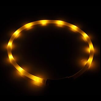 Usb Oplaadbare Knipperende Night Halsbanden Lichtgevende Huisdier Kraag 12 Led Verlichting Usb Halsband Glowing Teddy Flash Kraag Huisdier #30 geel