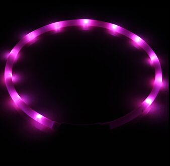 Usb Oplaadbare Knipperende Night Halsbanden Lichtgevende Huisdier Kraag 12 Led Verlichting Usb Halsband Glowing Teddy Flash Kraag Huisdier #30 roze