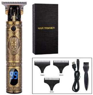 Usb Oplaadbare Lcd Clipper Haar Maaier Trimmer Baard Scheerapparaat Kapsel Machine Kapsel Snijder Professionele Draadloze gouden-LCD