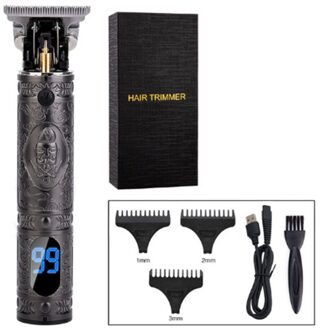 Usb Oplaadbare Lcd Clipper Haar Maaier Trimmer Baard Scheerapparaat Kapsel Machine Kapsel Snijder Professionele Draadloze zwart-LCD