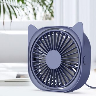 Usb Oplaadbare Mini Pocket Fan Elektrische 3-Speed Verstelbare Draagbare Kleine Ventilator Desktop Computer Batterij Stille Ventilator donker blauw