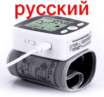 Usb Oplaadbare Pols Bloeddrukmeter Goedgekeurd Russisch Engels Voice Tonometer Beste Automatische Digita Sphygmomanom zwart Russian