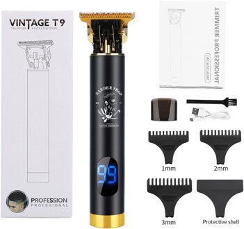 Usb Oplaadbare Tondeuse Lcd Display Tondeuse Kapper Haar Snijmachine Baard Trimmer Voor Mannen Kapsel Styling Tool LCD zwart met doos