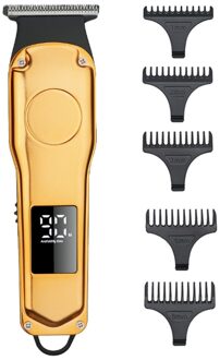 Usb Oplaadbare Tondeuse Mannen Lcd Display Elektrische Metalen Tondeuse Baard Scheerapparaat Cordless Haar Cutter Met 5 Limiet Kammen