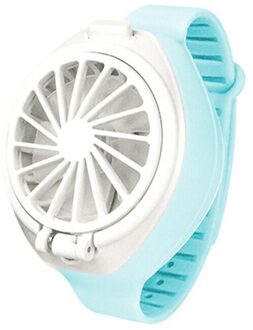 Usb Oplaadbare Ventilator Met Comfortabele Polsband Draagbare Mini Fan Horloge-Vormige Ventilator Controle Voor Binnenshuis Of Buitenshuis Reizen Blauw