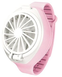 Usb Oplaadbare Ventilator Met Comfortabele Polsband Draagbare Mini Fan Horloge-Vormige Ventilator Controle Voor Binnenshuis Of Buitenshuis Reizen Roze