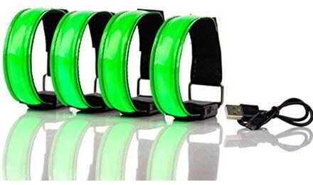 Usb Opladen Led Lichtgevende Night Running Armband Armband Night Reflecterende Veiligheidsgordel Outdoor Sport Lichtgevende Arm Band groen