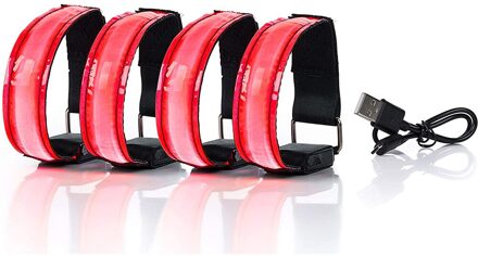 Usb Opladen Led Lichtgevende Night Running Armband Armband Night Reflecterende Veiligheidsgordel Outdoor Sport Lichtgevende Arm Band Rood