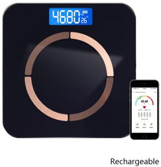 Usb Opladen Weegschaal Smart Lichaamsvet Schaal Bluetooth Elektronische Schaal Vet Meetinstrument App Floor Weegschalen Весы Напольные zwart A