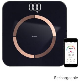 Usb Opladen Weegschaal Smart Lichaamsvet Schaal Bluetooth Elektronische Schaal Vet Meetinstrument App Floor Weegschalen Весы Напольные zwart B