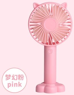 Usb Opvouwbare Handheld Kleine Ventilator Student Slaapzaal Draagbare Cartoon Mini Fan Desktop Opladen Patroon Pocket Air Cooler Venti roze