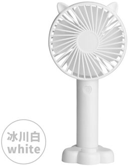 Usb Opvouwbare Handheld Kleine Ventilator Student Slaapzaal Draagbare Cartoon Mini Fan Desktop Opladen Patroon Pocket Air Cooler Venti wit
