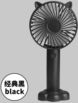 Usb Opvouwbare Handheld Kleine Ventilator Student Slaapzaal Draagbare Cartoon Mini Fan Desktop Opladen Patroon Pocket Air Cooler Venti zwart