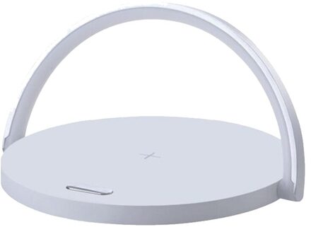 Usb Qi Draadloze Oplader 10W Mobiele Telefoon Draadloze Verstelbare Multifunctionele Klein Nachtlampje Mobiele Telefoon Houder Qi Lader wit