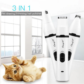 USB Rechargeable 3 In 1 Pet Hair Trimmer Cat Shaving Nail Polisher Dog Hair Cutting Foot Hair Clipper Machine Animal Grooming