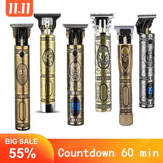 USB Rechargeable Hair Trimmer Electric Cordless Skeleton Hair Clipper Shaver Trimmer Men Barber Hair Cutting Machine 0mm Razor
