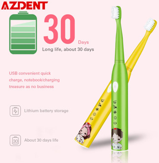 USB Rechargeable Kids Children Sonic Electric Toothbrush 5 Modes IPX7 Waterproof 30S Reminder 2min Smart Timer DuPont Bristle