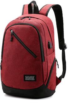 Usb Rugzak, Mannen Leisure Grote Capaciteit Canvas Reistas, Mode Trend, Multi-Functionele Schooltas, anti Spatten Rugzak rood