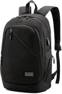 Usb Rugzak, Mannen Leisure Grote Capaciteit Canvas Reistas, Mode Trend, Multi-Functionele Schooltas, anti Spatten Rugzak zwart