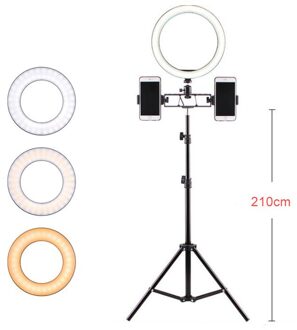 Usb Schoonheid Video Studio Fotografie Ronde Licht Met 2M Statief Mobiele Telefoon Clip Dimbare Selfie Make 10 Inch Led ring Licht