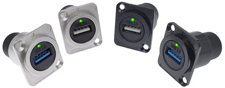 USB socket with LED light D type Metal female to female USB 3.0 USB 2.0 connector panel mounting