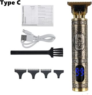 Usb T9 Elektrische Tondeuse Professionele Elektrische Tondeuse Kapper Scheerapparaat Trimmer Baard Lcd Display Mannen Haar Snijmachine type C