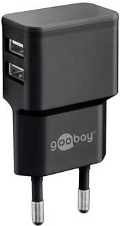 USB thuislader met 2 poorten - 2,4A / zwart