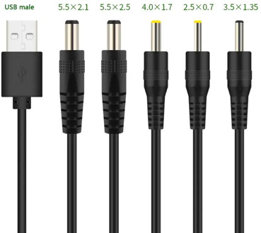 USB to DC Port Charging Cable Cord DC/5.5x2.1 5.5x2.5 3.5x1.35 4.0x1.7 2.5x0.7 B85B