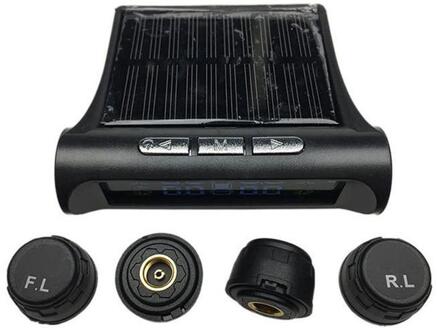 Usb Tpms Auto Bandenspanning Solar Power Monitoring Systeem Lcd 4 Externe/Interne Sensoren Voor Suv Temperatuur Waarschuwing