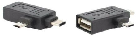 USB Type-A Female to USB-C & Micro USB Male OTG Adapter - small