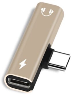 Usb Type-C Audio Adapter Voor Samsung Xiaomi Huawei P10 Mate 20 Type C Telefoons 2 In 1 Soort C Naar 3.5Mm Jack Koptelefoon Opladen Conve goud