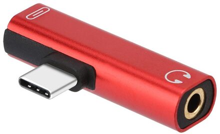 Usb Type-C Audio Adapter Voor Samsung Xiaomi Huawei P10 Mate 20 Type C Telefoons 2 In 1 Soort C Naar 3.5Mm Jack Koptelefoon Opladen Conve rood