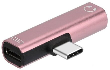 Usb Type-C Audio Adapter Voor Samsung Xiaomi Huawei P10 Mate 20 Type C Telefoons 2 In 1 Soort C Naar 3.5Mm Jack Koptelefoon Opladen Conve roos goud