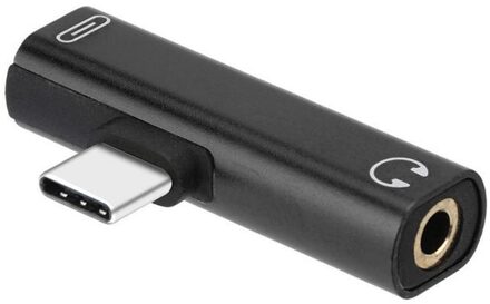 Usb Type-C Audio Adapter Voor Samsung Xiaomi Huawei P10 Mate 20 Type C Telefoons 2 In 1 Soort C Naar 3.5Mm Jack Koptelefoon Opladen Conve zwart