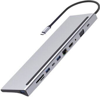 Usb Type C Hub Adapter Laptop Docking Station Mst Dual Monitor Vga RJ45 Usb Splitter Multi 11 Poorten Type C hub
